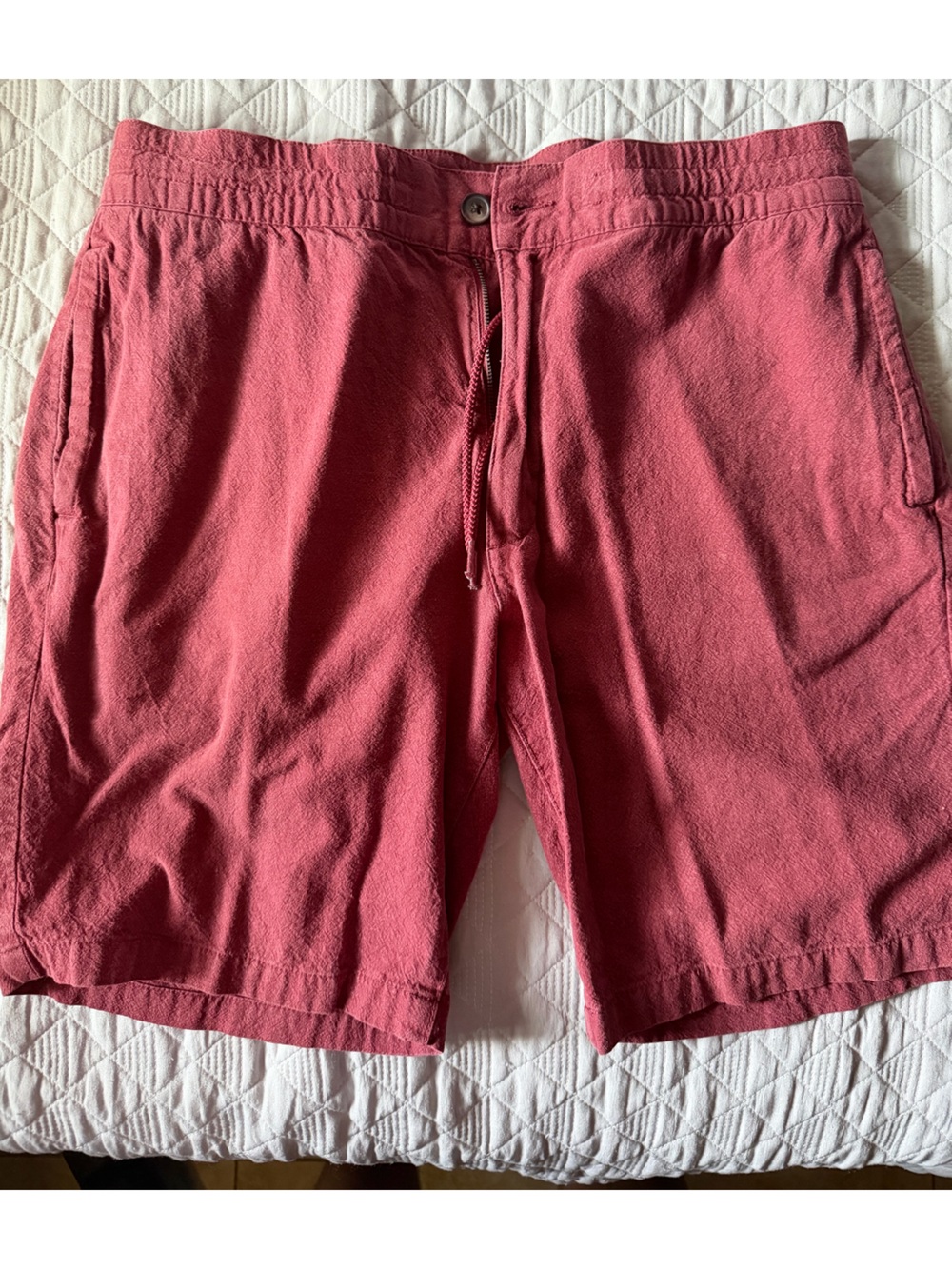 Men's Flat Front Coral-Red Casual Shorts